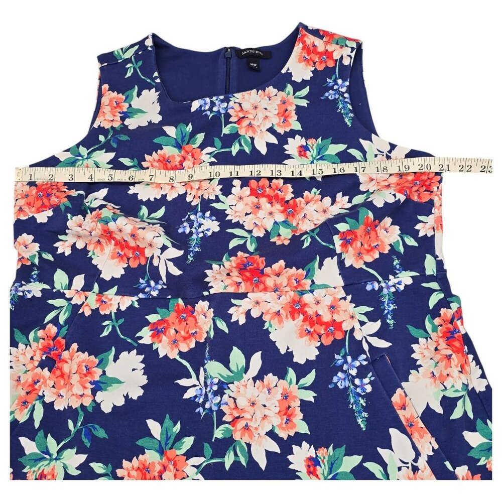 Lands End Women's Sleeveless Ponte Sheath Midi Dress Blue Floral Size 18W - Picture 15 of 16